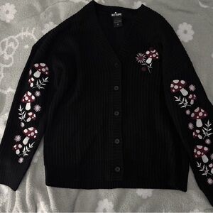 Hot Topic Black Cardigan with Red Mushroom Design